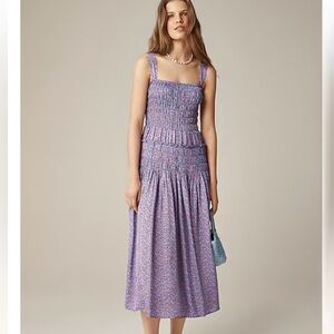J. Crew Smoked Midi Dress in Summer Fields Print